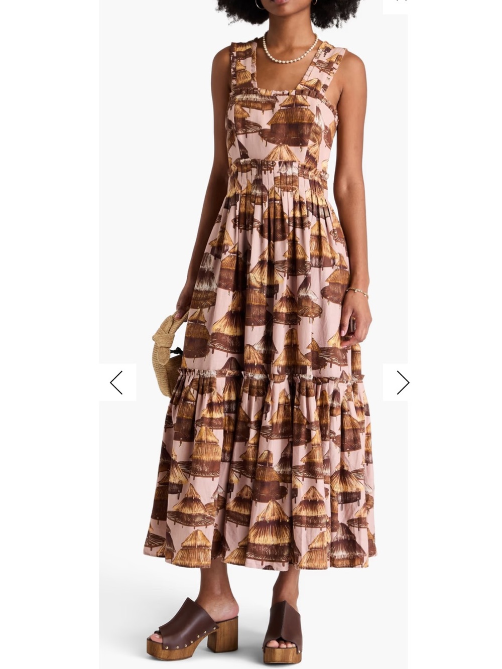 FARM Rio Pink Maxi Dress with Brown Tropical Print